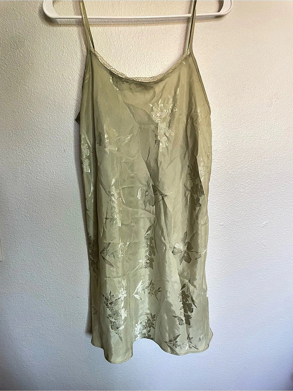 Valerie Stevens Floral Lace-Trim Camisole in Green
